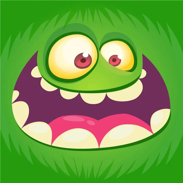 Monstruo expresión de dibujos animados. Ilustración vectorial de la cara de monstruo gremlin — Vector de stock