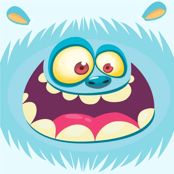 Cara de yeti de dibujos animados. Vector Bigfoot muñeco de nieve. Diseño para impresión, pegatina o ilustración de camisetas — Vector de stock