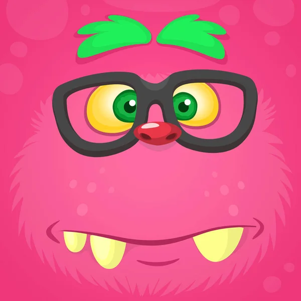 Slim roze monstergezicht. Vector monster vierkante avatar — Stockvector