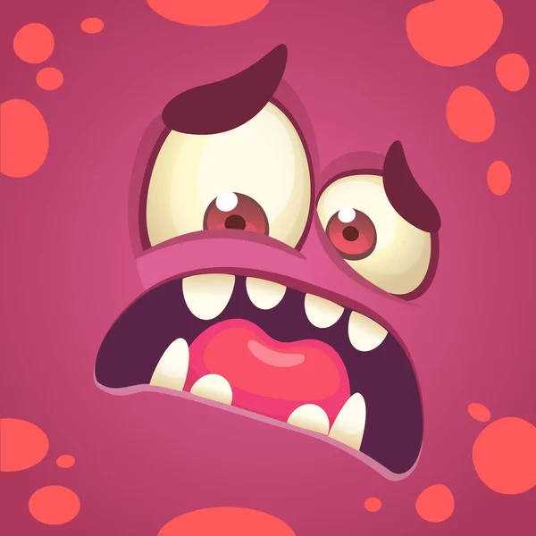 Cartoon angry monster face. Vector Halloween red monster scared. Monster mask