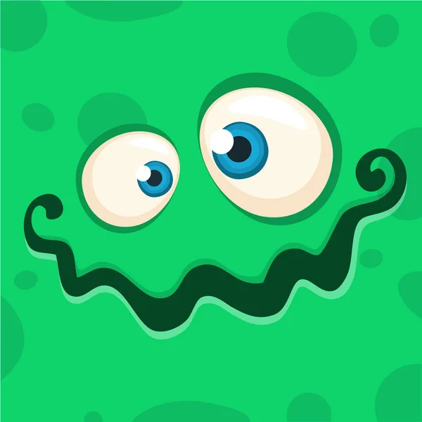 Zeichentrickmonster-Gesicht. Vektor Halloween grünes Monster Avatar — Stockvektor