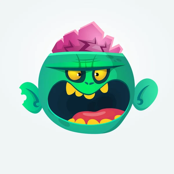 Grappig en cool groene zombie cartoon. Halloween karakter. Vectorillustratie — Stockvector