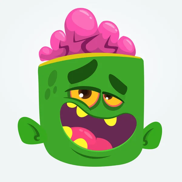 Cool Zombie hoofd Cartoon. Halloween vectorillustratie — Stockvector