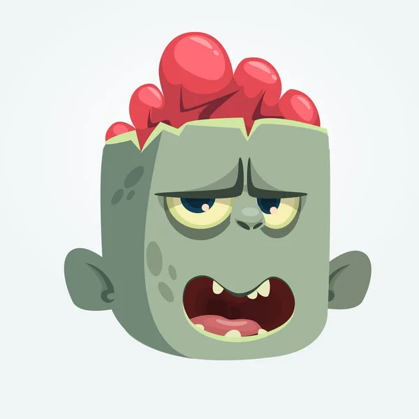 Tête de zombie dessin animé parlant. Illustration vectorielle Halloween — Image vectorielle