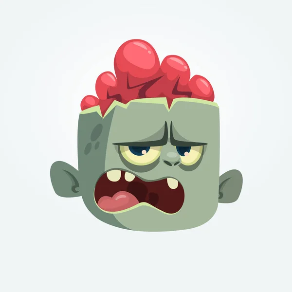 Karikatur wütenden Zombie-Kopf schreienden Ausdruck. Halloween-Vektorillustration — Stockvektor