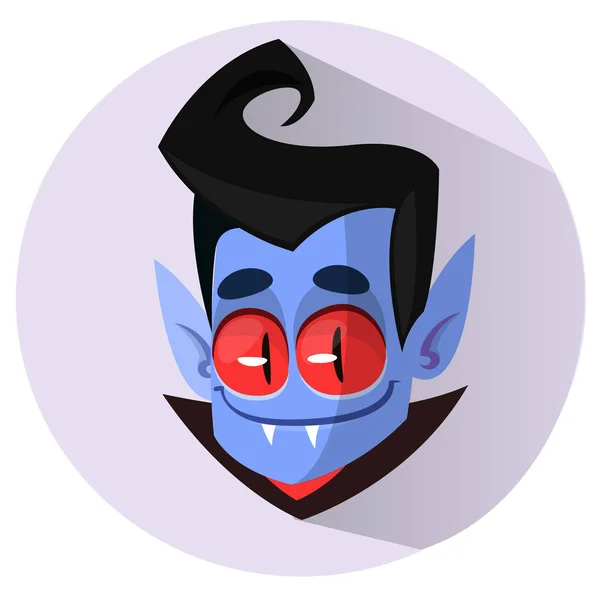 Vector Dracula Head Halloween Cartoon Illustration. Vektorflache Ikone — Stockvektor