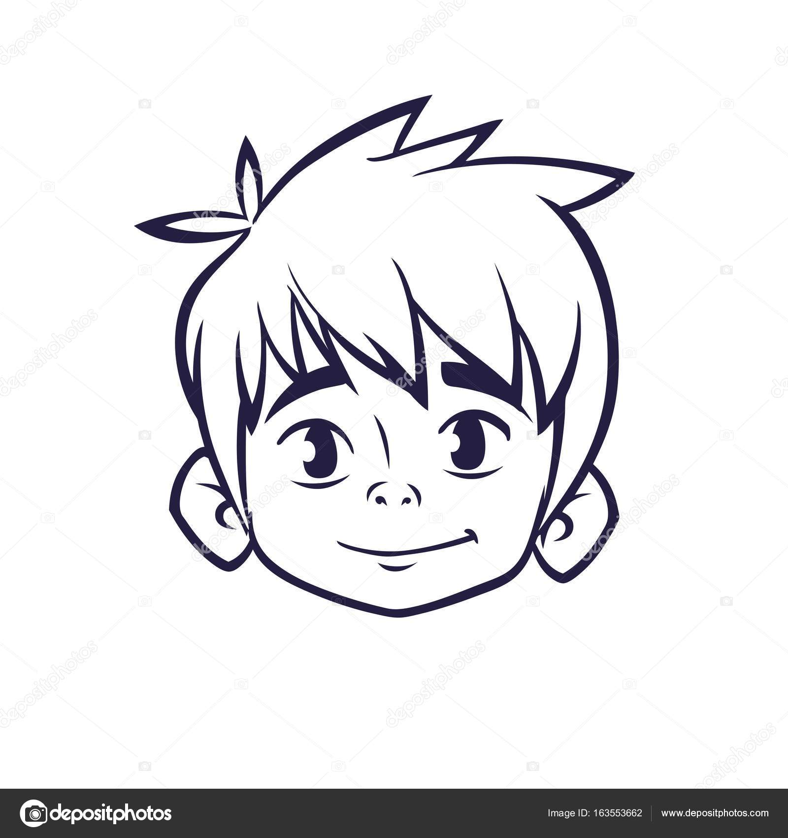 Happy cartoon boy head outline. Vector illustration for coloring book Stock  Vector Image by © #163553662