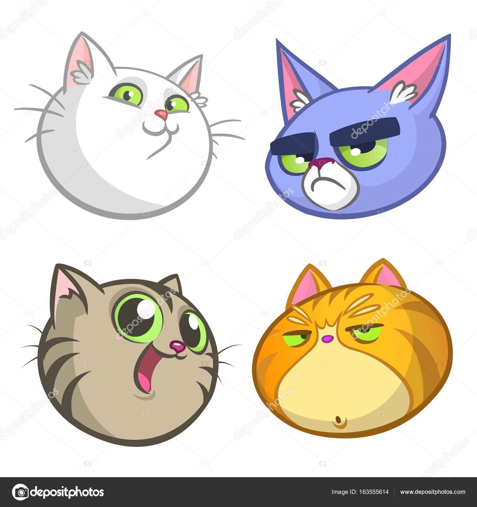 Funny Grumpy Red Cat Icon Vector Stock Illustration - Download