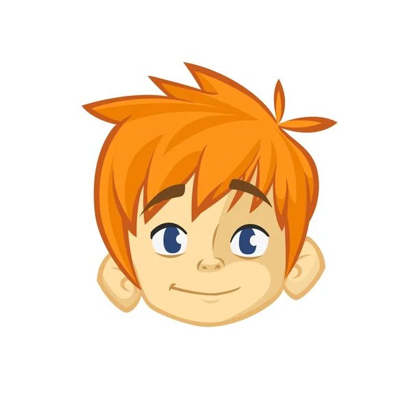 Cartoon small red hair boy. Vector illustration of young teenager outlined. Boy head icon — Stock Vector