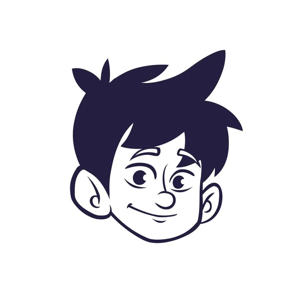 Happy cartoon jongen hoofd omtrek. Vectorillustratie voor het kleuren van boek — Stockvector