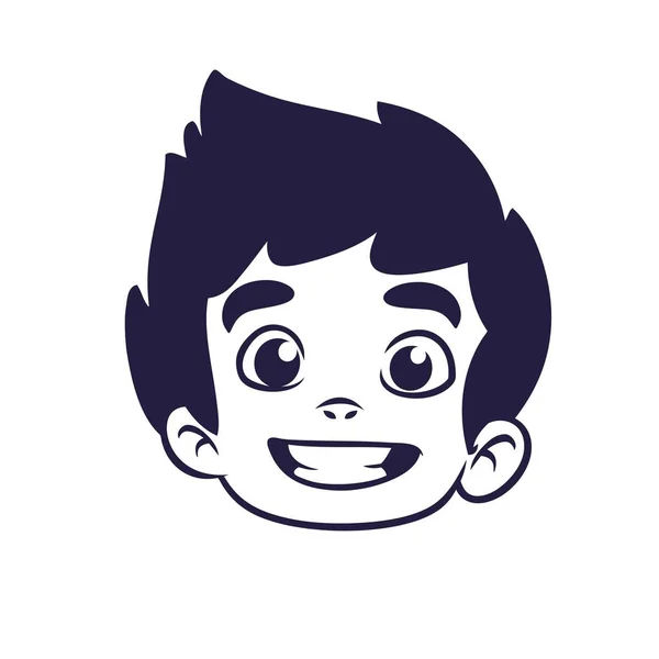 Feliz bosquejo de cabeza de niño de dibujos animados. Ilustración vectorial para colorear libro de un emblema de niño pequeño — Archivo Imágenes Vectoriales