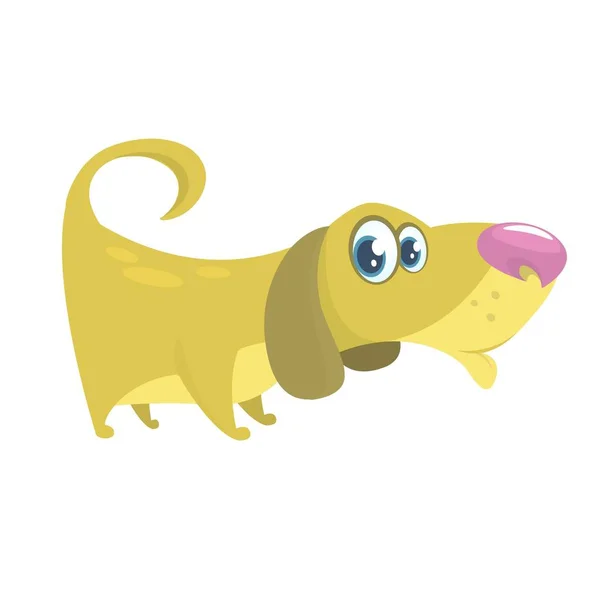 Χαριτωμένο Basset Λαγωνικός σκύλος κινουμένων σχεδίων. Εικονογράφηση φορέας που απομονώνονται σε λευκό φόντο — Διανυσματικό Αρχείο