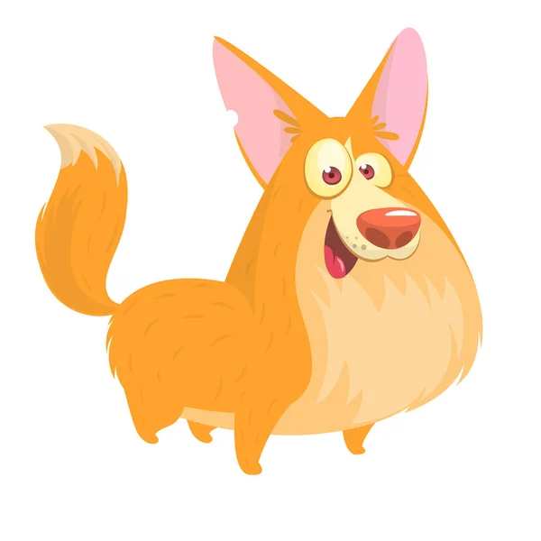 Carino disegno vettoriale cartone animato di testa di cane di razza Corgi gallese. Immagine isolata su bianco — Vettoriale Stock