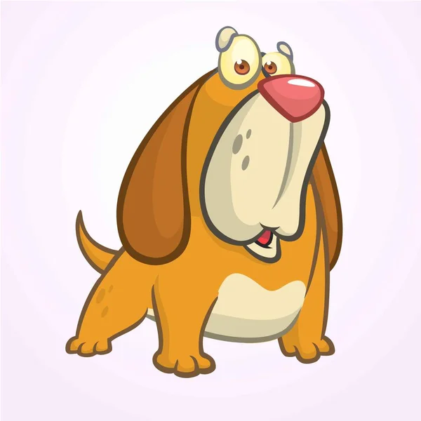 Lindo Basset Hound perro de dibujos animados. Ilustración vectorial aislada sobre fondo blanco — Archivo Imágenes Vectoriales