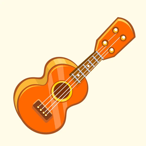 Cartoon Vector Illustration of Acoustic Guitar or ukelele (en inglés). Clip de dibujos animados. Icono del instrumento musical — Vector de stock