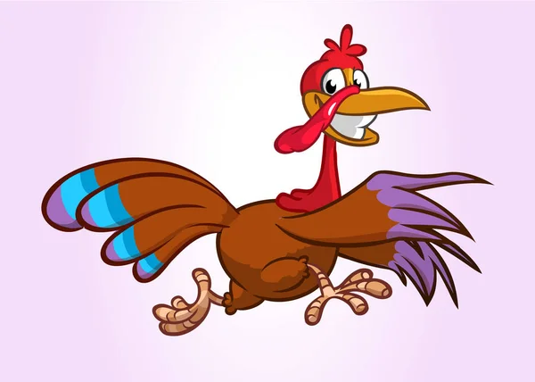 Screaming running cartoon turkey bird character. Vector illustration — Stock Vector