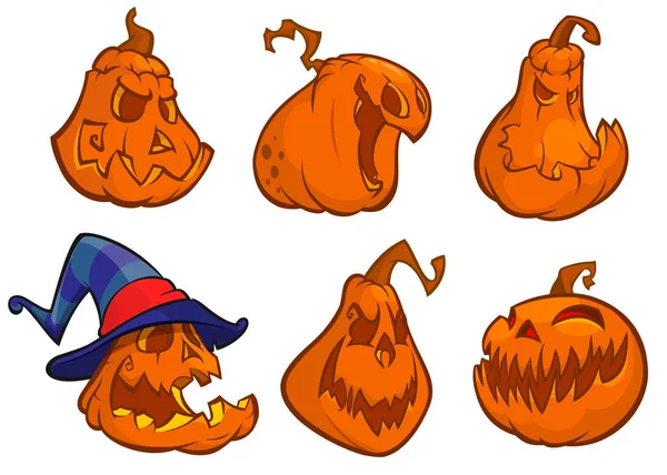 Ensemble de citrouilles d'Halloween. Illustration vectorielle de dessin animé — Image vectorielle