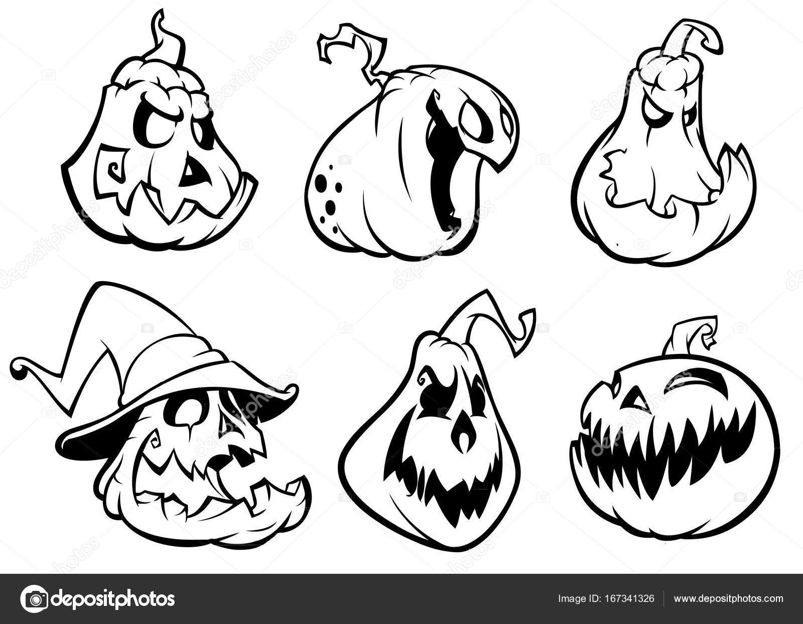 halloween pumpkins curved with jack o lantern face vector cartoon illustration strokes and outlines - Halloween Outlines halloween pumpkins curved with jack o lantern face vector cartoon illustration strokes and outlines - Halloween Outlines