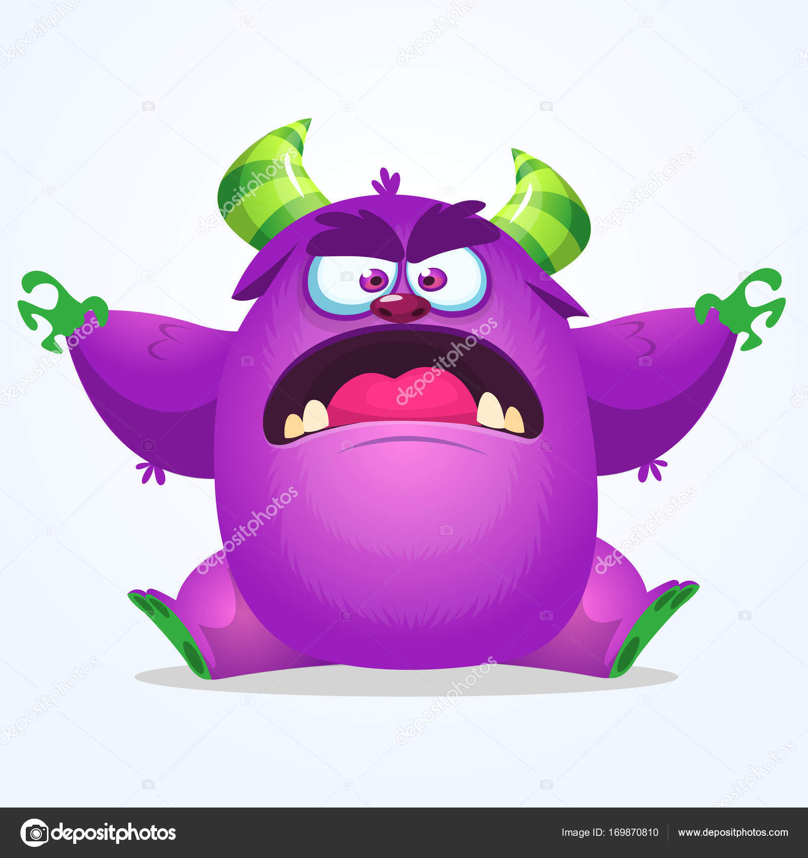 Personagem de desenho animado de monstro alienígena roxo peludo