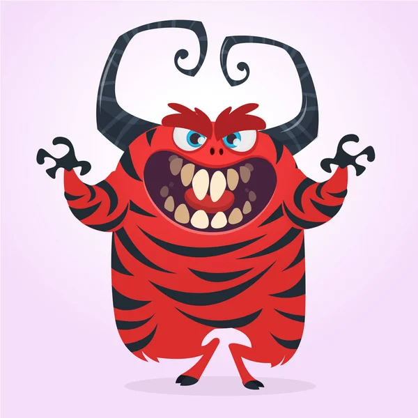 Zeichentrickfilm mit rotem Monster. Vektor — Stockvektor