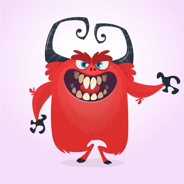 Dibujos animados ilustración monstruo rojo. Vector — Vector de stock