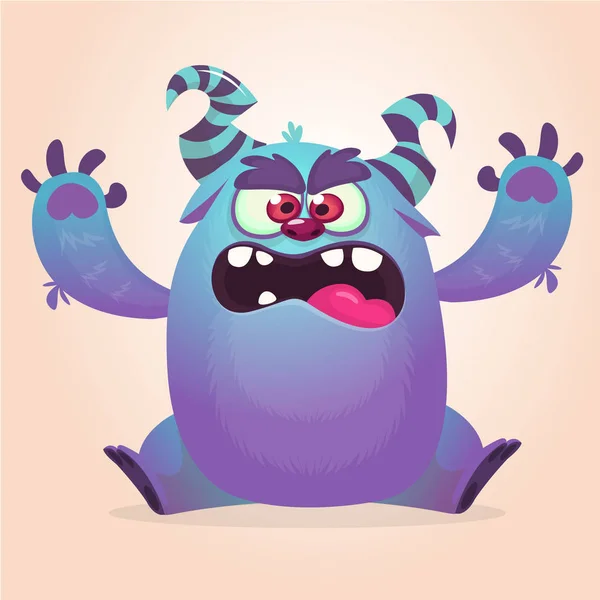 Lindo monstruo de dibujos animados feliz colorido. personaje de la mascota monstruo gordo vector. Diseño de Halloween para decoración de fiestas, libros impresos o para niños — Archivo Imágenes Vectoriales