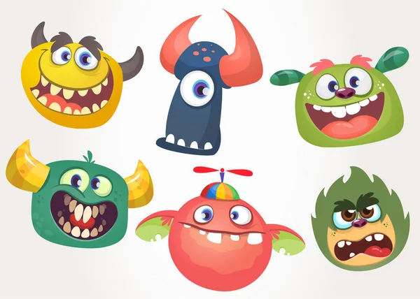 Cartoon Monster Set für Halloween. Vektor Reihe von Cartoon-Monstern isoliert. Design für Print, Parteidekoration, T-Shirt, Abbildung, Emblem oder Aufkleber — Stockvektor