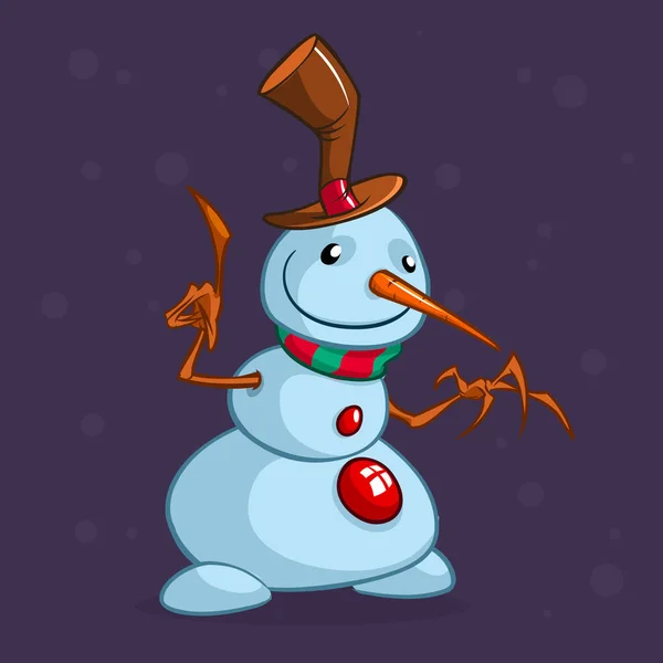 Drôle de dessin animé bonhomme de neige décrit. Noël bonhomme de neige personnage illustration isolé — Image vectorielle