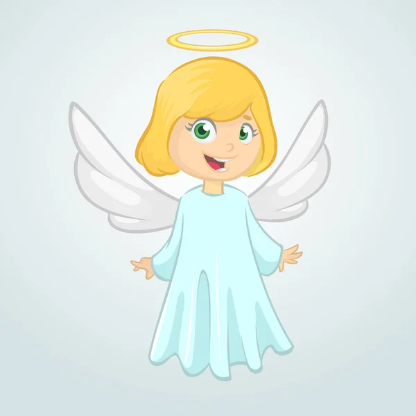 Illustration Featuring a Little Girl Dressed as an Angel. Vector cartoon — 图库矢量图片