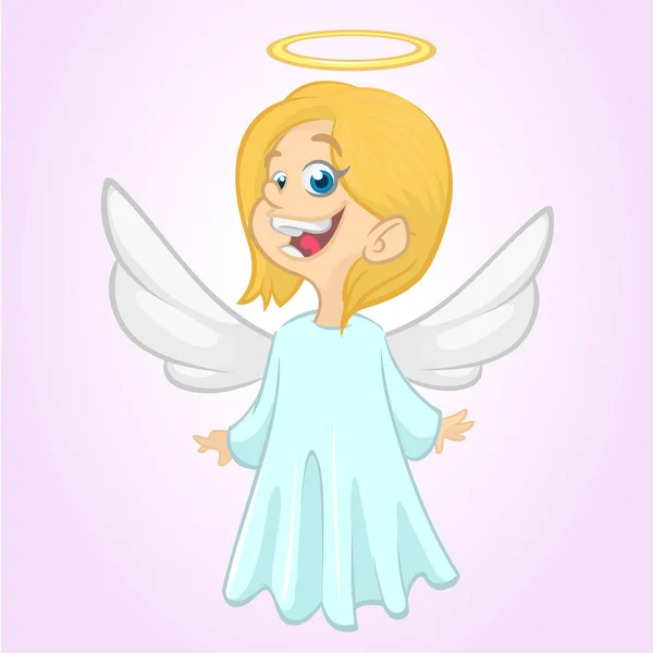 Carácter de ángel feliz sonriendo. Ilustración vectorial aislada — Archivo Imágenes Vectoriales