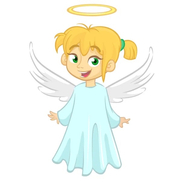 Anjo dos desenhos animados. Ilustração Vecor de anjo menina voadora para decoração feriado de Natal . — Vetor de Stock