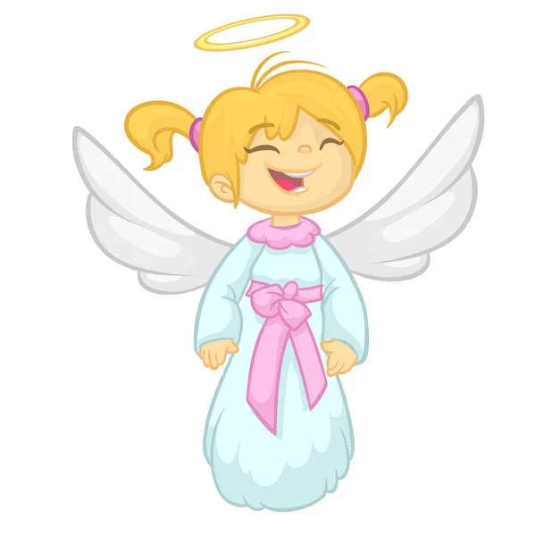 Cute happy Christmas angel character. Vector cartoon illustration isolated — Stock Vector