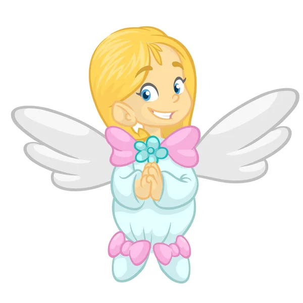 Lindo personaje de ángel de Navidad feliz. Ilustración vectorial aislada — Vector de stock