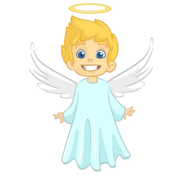 Vector cartoon illustration of Christmas angel with nimbus and wings — Stock Vector