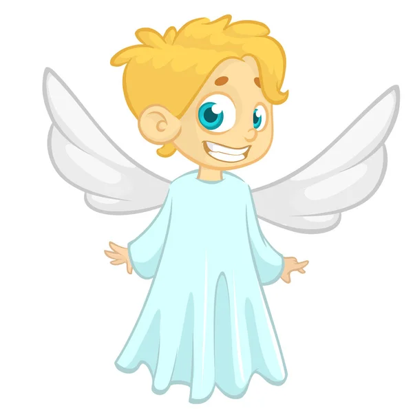 Dibujos animados vectoriales ilustración de ángel de Navidad con nimbo y alas — Vector de stock