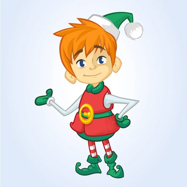 Elfe de Noël personnage de bande dessinée Santa Helper Illustration vectorielle isolé — Image vectorielle