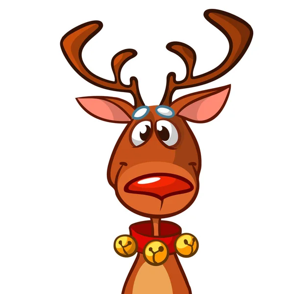 Grappige cartoon rode neus rendieren. Kerst vector illustratie — Stockvector