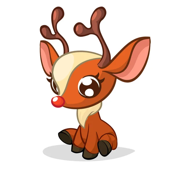 Drôle de dessin animé rennes nez rouge. Illustration vectorielle de Noël — Image vectorielle