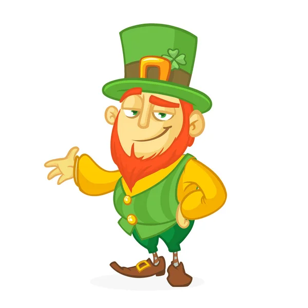 Cartoon funny Leprechaun. Vector illustration. St. Patrick's Day — Stock Vector