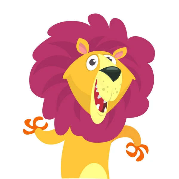Šťastný legrační kreslený lev. Vektorový znak ilustrace pro děti kniha. — Stockový vektor