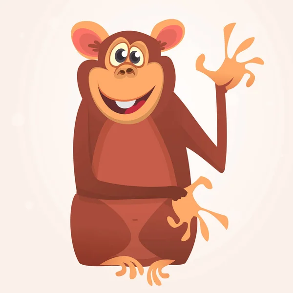 Rajzfilm aranyos csimpánz majom integetett. Elkülönített kórokozó-átvivő — Stock Vector