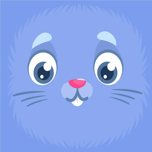 Lindo conejo azul conejo cara avatar dibujos animados. Ilustración vectorial — Vector de stock