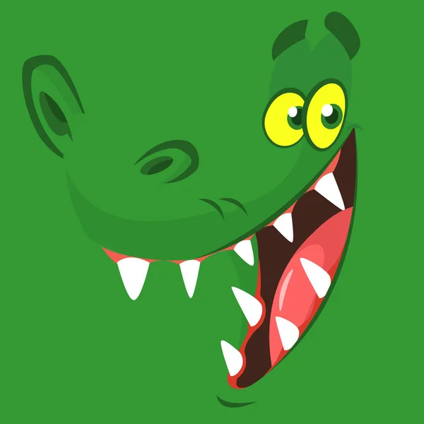 Cara de crocodilo de desenhos animados engraçado. Ilustração vetorial. Design para impressão, mascote ou ilustração de livros infantis —  Vetores de Stock