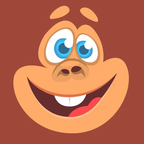 Cartoon monkey face avatar. Vector illustration of smiling monkey avatar character — 스톡 벡터