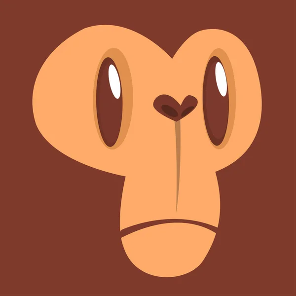 Cartoon sad monkey face expression. Vector illustration of smiling monkey avatar character — 스톡 벡터