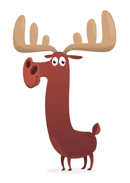Funny  cartoon moose character. Vector moose illustration isolat — 스톡 벡터