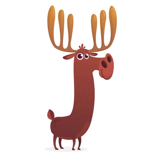 Funny  cartoon moose character. Vector moose illustration isolat — Stock Vector