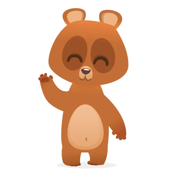 Kreskówkowy niedźwiedź machający ręką. Ilustracja wektora — Wektor stockowy