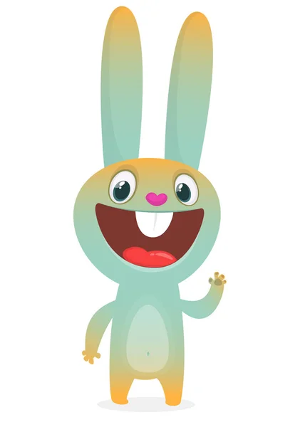 Bonito desenho animado de coelho de Páscoa. Ilustração vetorial de coelho engraçado —  Vetores de Stock
