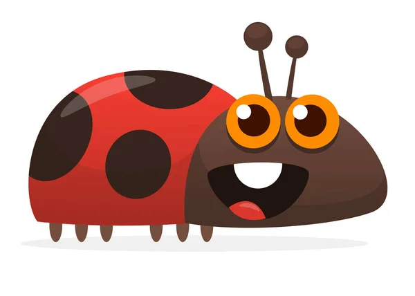 Carino cartone animato coccinella. Illustrazione vettoriale isolato — Vettoriale Stock